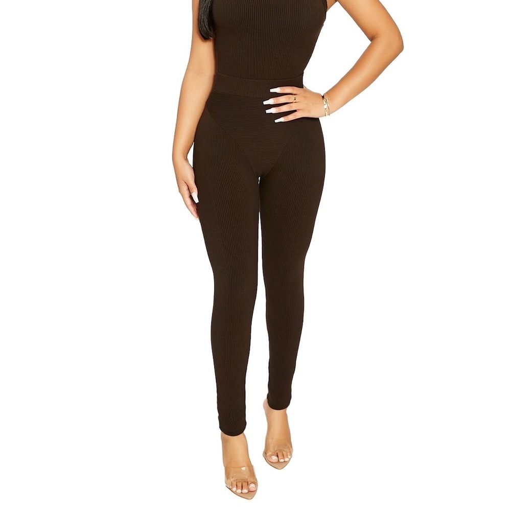 OLIVE GREEN Naked Wardrobe Got U Snatched Up Leggings Size M Rib Knit
